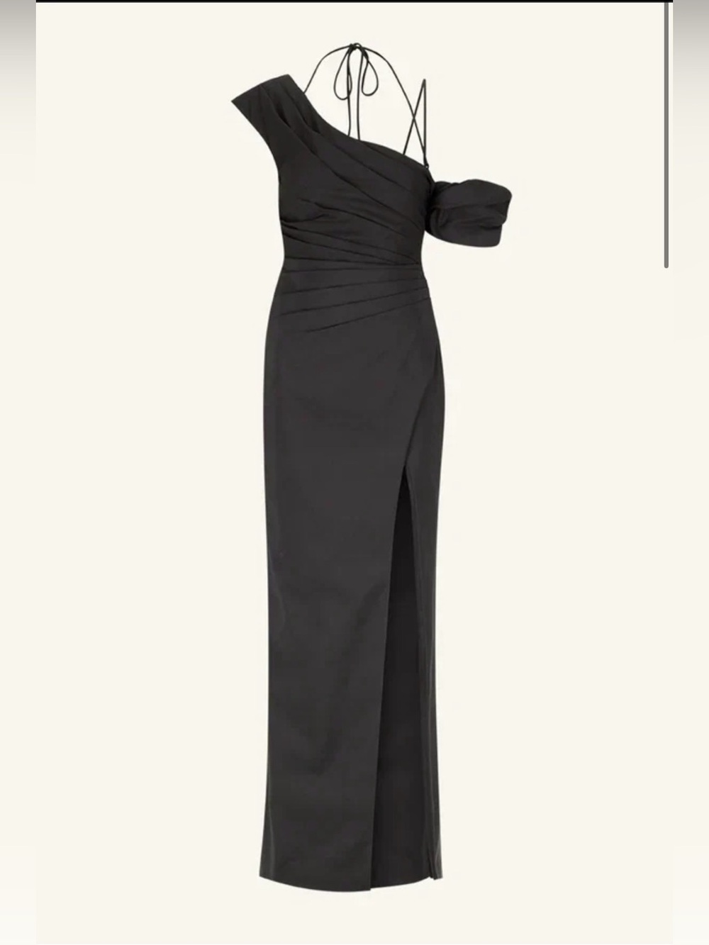 SHONA JOY BLACK ONE SHOULDER EVENING GOWN MAXI DRESS WITH SISE SLIT SIZE 4 NWT